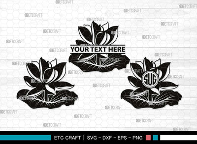 Lotus Monogram, Lotus Silhouette, Lotus SVG, Flower Svg, Water Lily Svg, Lotus Flower Svg, Floral Svg, SB00505 SVG ETC Craft 