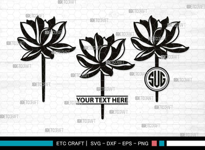 Lotus Monogram, Lotus Silhouette, Lotus SVG, Flower Svg, Water Lily Svg, Lotus Flower Svg, Floral Svg, SB00505 SVG ETC Craft 