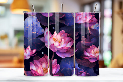 Lotus Petal Tumbler Wrap, Seamless PNG Wrap Sublimation FloridPrintables 