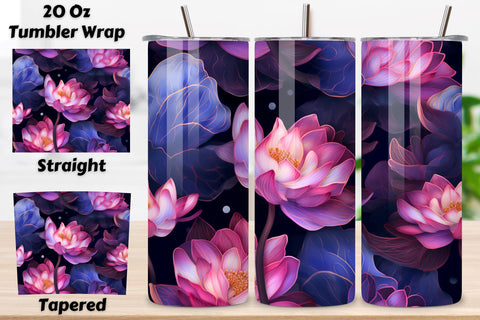 Lotus Petal Tumbler Wrap, Seamless PNG Wrap Sublimation FloridPrintables 