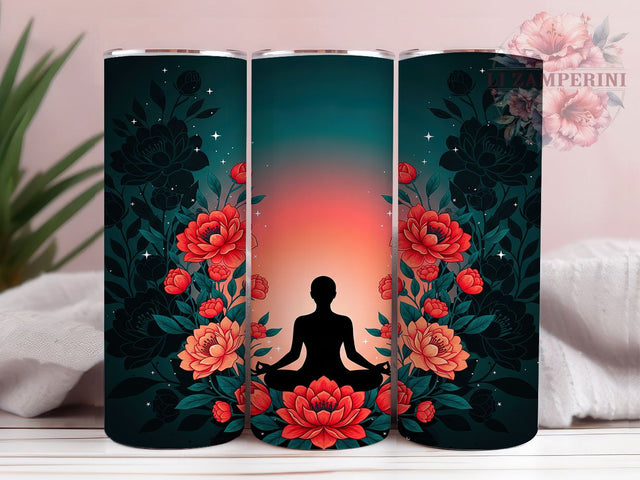 Lotus Pose Yoga Meditation Tumbler Wrap, Sublimation Design, Lotus Pose Wrap, Yoga Meditation Design, Mindfulness Tumbler, 20Oz Tumbler, Digital Download Sublimation Li Zamperini 