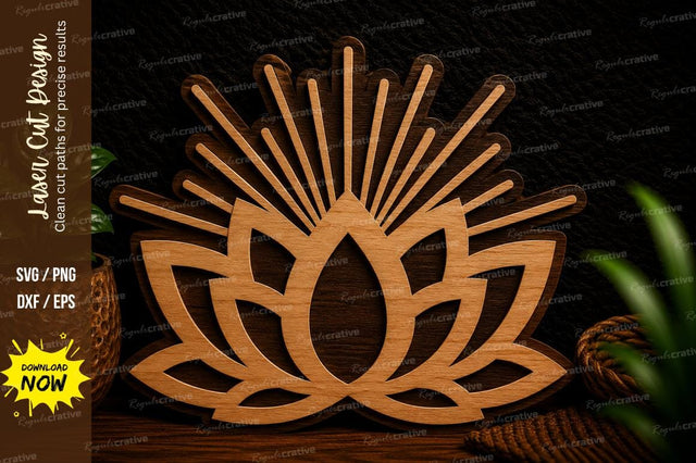 Lotus Sunrise Laser Cut Svg Design SVG Regulrcrative 