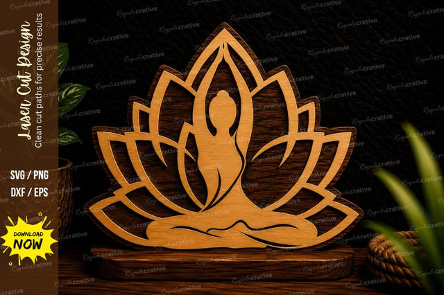 Lotus Yoga Meditation Laser Cut Svg Design SVG Regulrcrative 