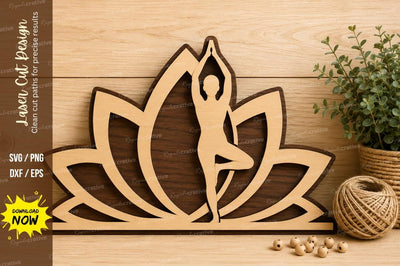 Lotus Yoga Pose Laser Cut SVG Design SVG Regulrcrative 