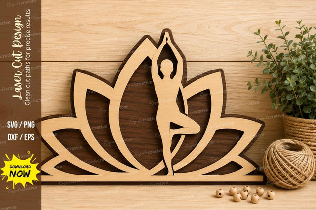 Lotus Yoga Pose Laser Cut SVG Design SVG Regulrcrative 