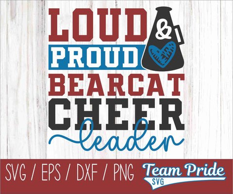 Loud and Proud Bearcat Cheerleader SVG Megaphone Digital Download Printable - SVG, EPS, DXF, PNG SVG Team Pride SVG 