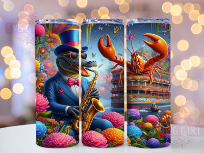Louisiana Mardi Gras Tumbler, Crawfish Alligator Wrap, Carnival Celebration Cup, 20oz Sublimation Wrap, New Orleans Party Tumbler, Festive Animal Design Cup, Colorful Mardi Gras Wrap Sublimation SvggirlplusArt 
