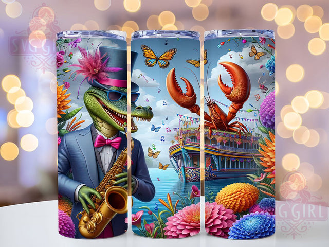 Louisiana Mardi Gras Tumbler, Crawfish Alligator Wrap, Carnival Celebration Cup, 20oz Sublimation Wrap, New Orleans Party Tumbler, Festive Animal Design Cup, Colorful Mardi Gras Wrap Sublimation SvggirlplusArt 