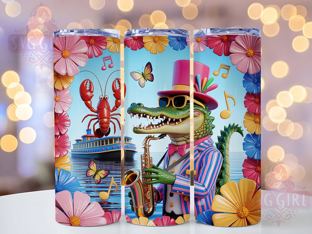 Louisiana Mardi Gras Tumbler, Crawfish Alligator Wrap, Carnival Celebration Cup, 20oz Sublimation Wrap, New Orleans Party Tumbler, Festive Animal Design Cup, Colorful Mardi Gras Wrap Sublimation SvggirlplusArt 