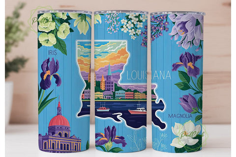 Louisiana Travel Floral 20oz Tumbler Sublimation PixelChick 