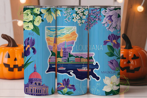 Louisiana Travel Floral 20oz Tumbler Sublimation PixelChick 