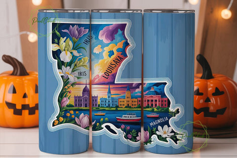 Louisiana Travel Floral 20oz Tumbler Sublimation PixelChick 