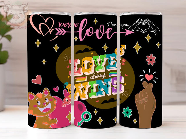 Love Always Wins 20oz Tumbler Png, Positive Affirmations png, Sublimation Design, Inspirational Quotes Tumbler Png, Digital Download PNG Sublimation Lara' s Designs 
