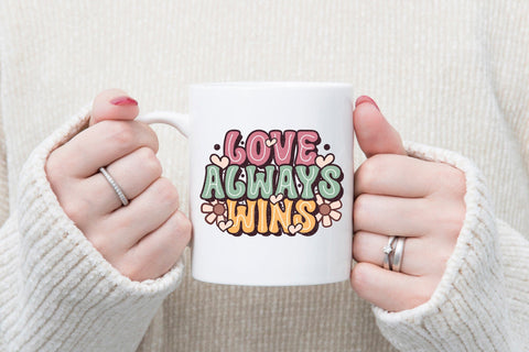 Love Always Wins, Groovy Valentines Sublimation Sublimation CraftLabSVG 