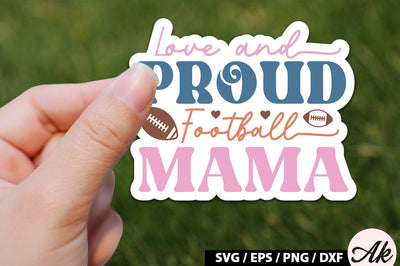 Love and proud football mama Retro Stickers SVG akazaddesign 