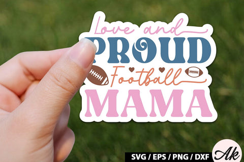 Love and proud football mama Retro Stickers SVG akazaddesign 