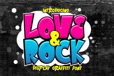 Love and Rock - Display Graffiti font Font Mozzatype 