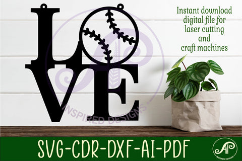 Love Baseball word wall art sign, SVG file. vector SVG APInspireddesigns 