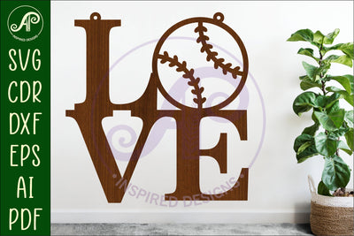 Love Baseball word wall art sign, SVG file. vector SVG APInspireddesigns 