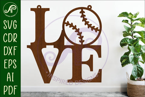 Love Baseball word wall art sign, SVG file. vector SVG APInspireddesigns 