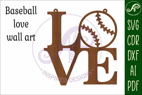 Love Baseball word wall art sign, SVG file. vector SVG APInspireddesigns 