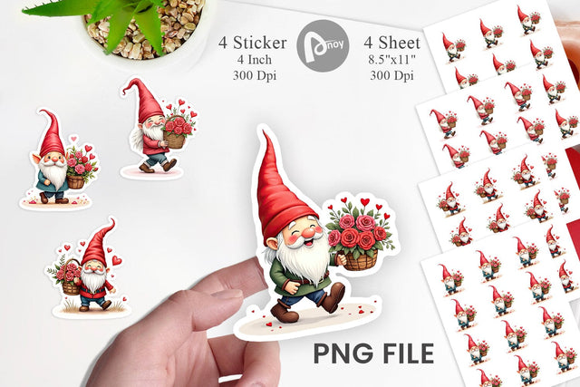 Love Basket Gnome Sticker Sublimation artnoy 