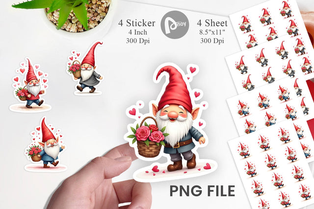 Love Basket Gnome Sticker Sublimation artnoy 