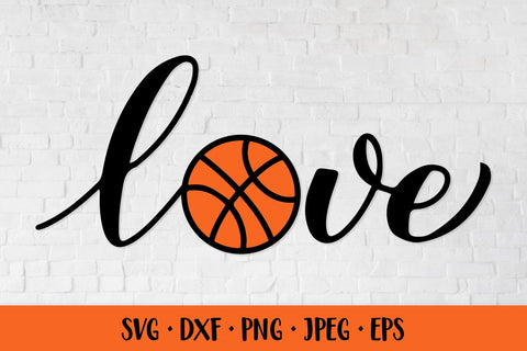 Love basketball hand lettered SVG cut file. Sports ball SVG LaBelezoka 
