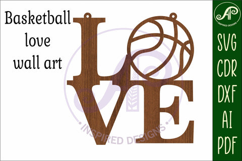 Love Basketball word wall art sign, SVG file. vector SVG APInspireddesigns 