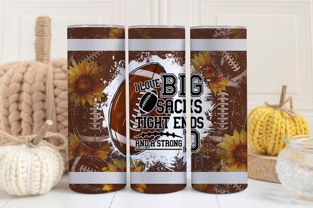 Love Big Sacks 20 oz Skinny Tumbler Sublimation Design Digital Download PNG, Funny Sarcastic Bad Mom Football Tumbler Sublimation BouDesign 
