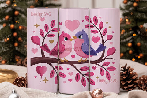 Love Birds 20oz Tumbler Wrap Sublimation DesignSVG 