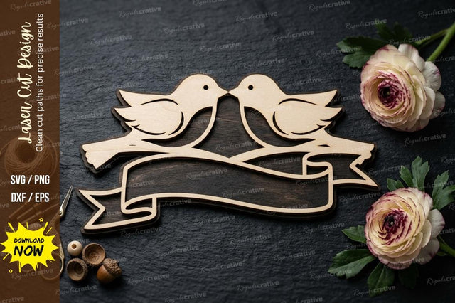 Love Birds Banner laser Cut svg Cutting file SVG Regulrcrative 