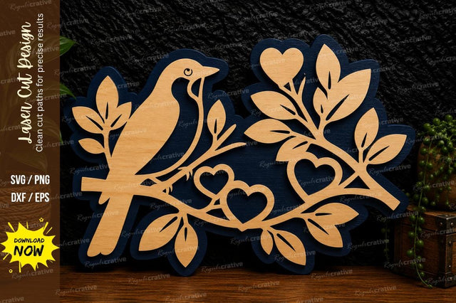 Love Birds Branch Laser Cut Svg Design SVG Regulrcrative 