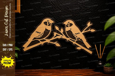 Love Birds Branch Laser Cut Svg Design SVG Regulrcrative 