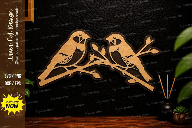 Love Birds Branch Laser Cut Svg Design SVG Regulrcrative 