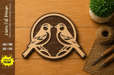 Love Birds Circle Laser Cut SVG File SVG Regulrcrative 