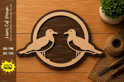 Love Birds Circle SVG | Romantic Bird Laser Cut File | Glowforge CNC DXF PNG EPS SVG Regulrcrative 