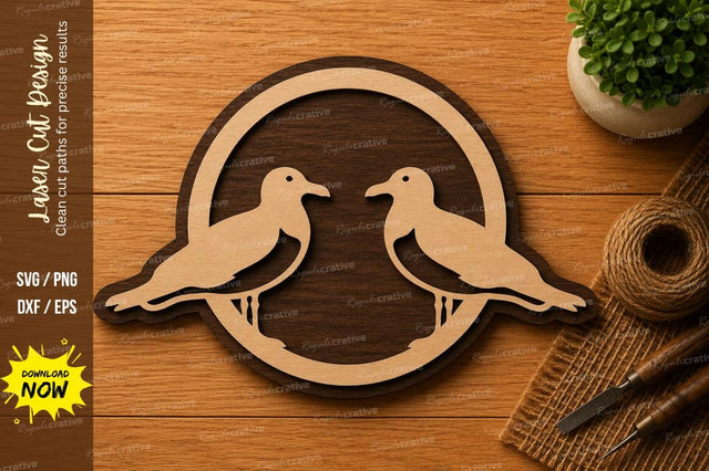 Love Birds Circle SVG | Romantic Bird Laser Cut File | Glowforge CNC DXF PNG EPS SVG Regulrcrative 