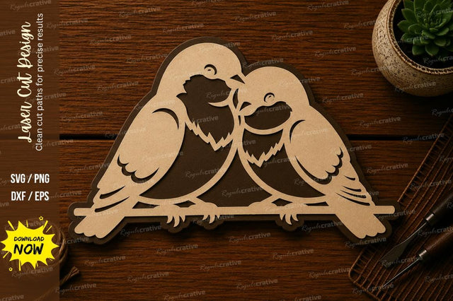 Love Birds Couple Ornament Laser Cut SVG File SVG Regulrcrative 