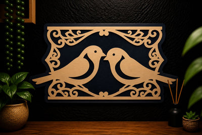 Love Birds Frame Laser Cut SVG Design SVG Regulrcrative 