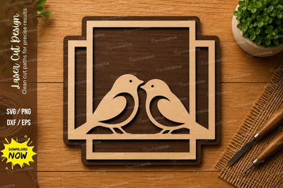 Love Birds Frame SVG | Bird Couple Laser Cut File | Glowforge CNC DXF PNG EPS SVG Regulrcrative 