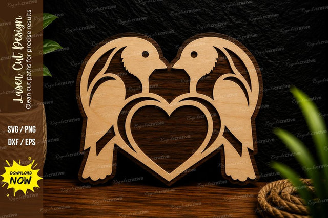 Love Birds Heart Ornament Laser Cut SVG File SVG Regulrcrative 