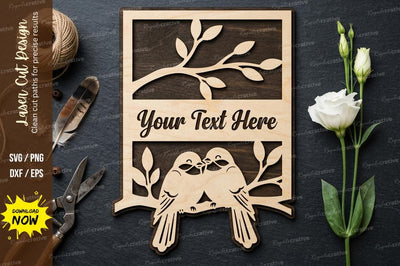 Love Birds Name Frame laser Cut svg Cutting file SVG Regulrcrative 