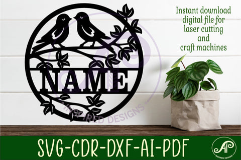 Love birds name sign svg laser SVG APInspireddesigns 