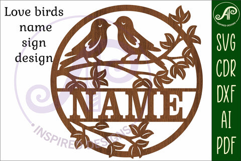 Love birds name sign svg laser SVG APInspireddesigns 