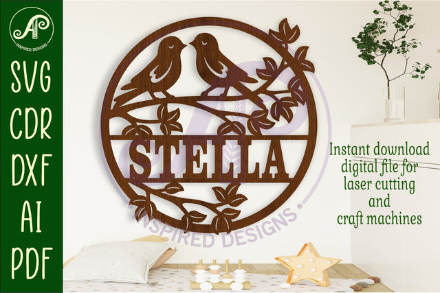Love birds name sign svg laser SVG APInspireddesigns 