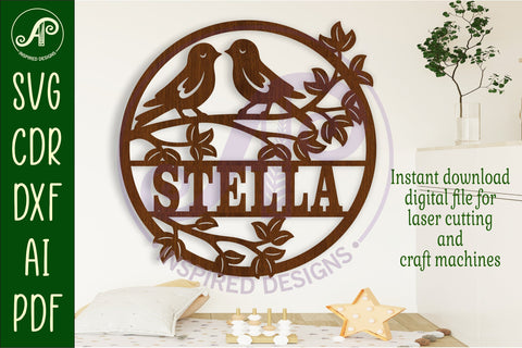 Love birds name sign svg laser SVG APInspireddesigns 