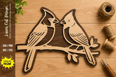 Love Birds on Branch Wall Art Laser Cut SVG File SVG Regulrcrative 