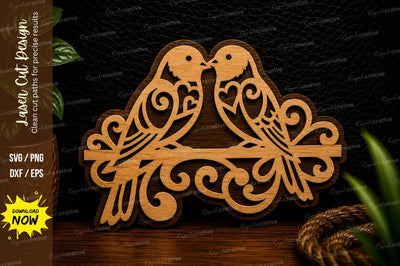 Love Birds Ornament Laser Cut Svg Design SVG Regulrcrative 