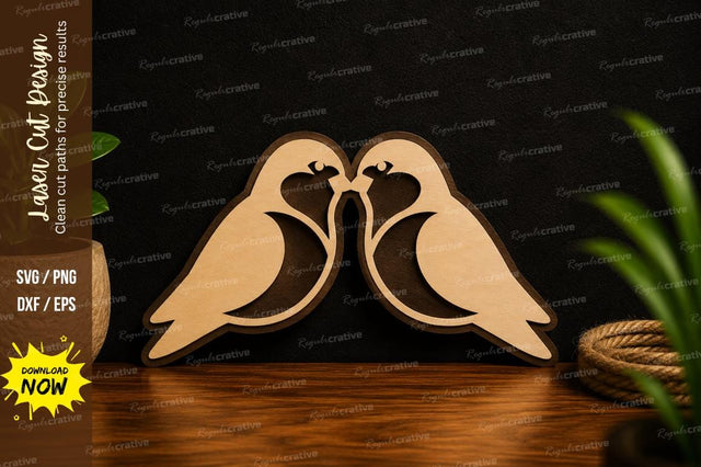 Love Birds Silhouette Laser Cut SVG File SVG Regulrcrative 